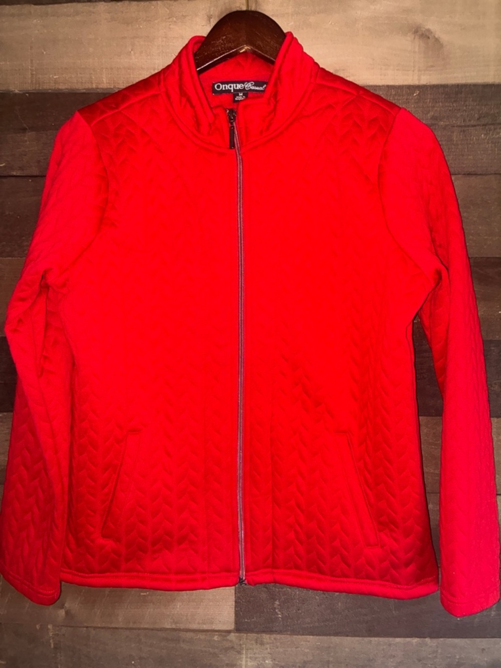 Onque Casuals Red Quilted Zip-Front Puffer Jacket